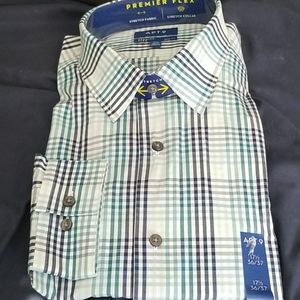 Blue striped men's dress shirt